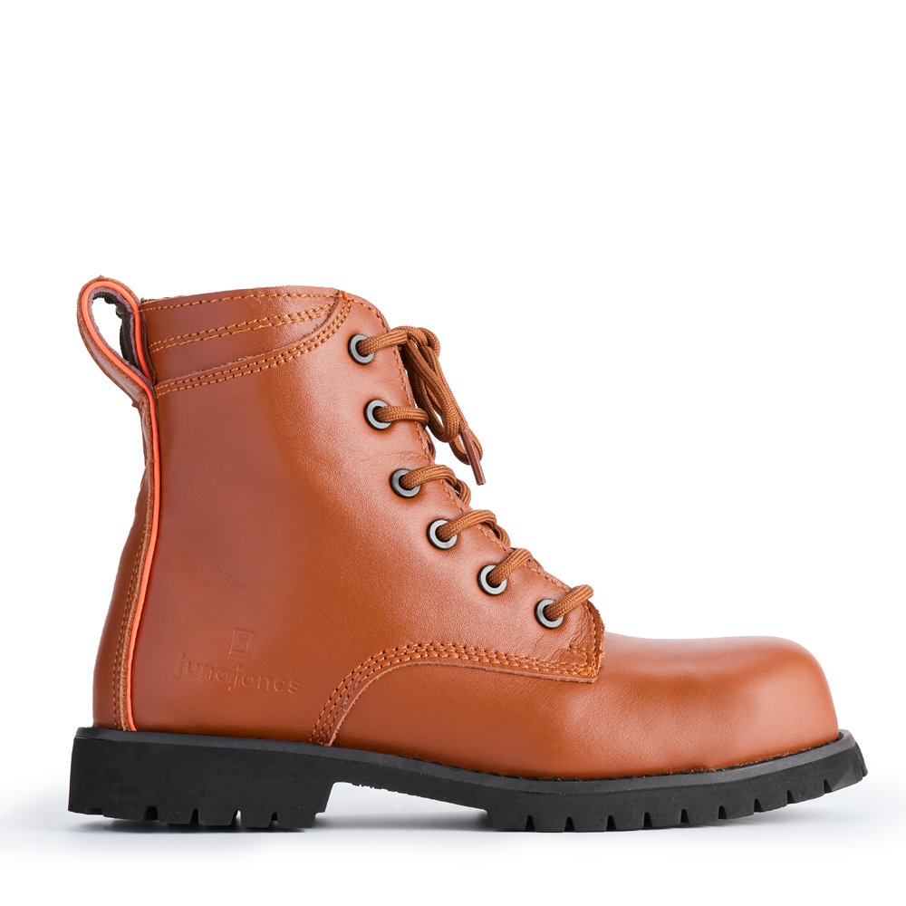 Women's Leeza Composite Toe Safety Boots, Caramel (SD-10) | Juno Jones
